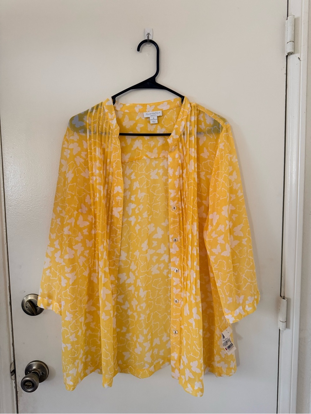 Macy's Yellow Floral Button-Down Blouse